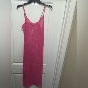 Pink Mesh Swimsuit Coverups